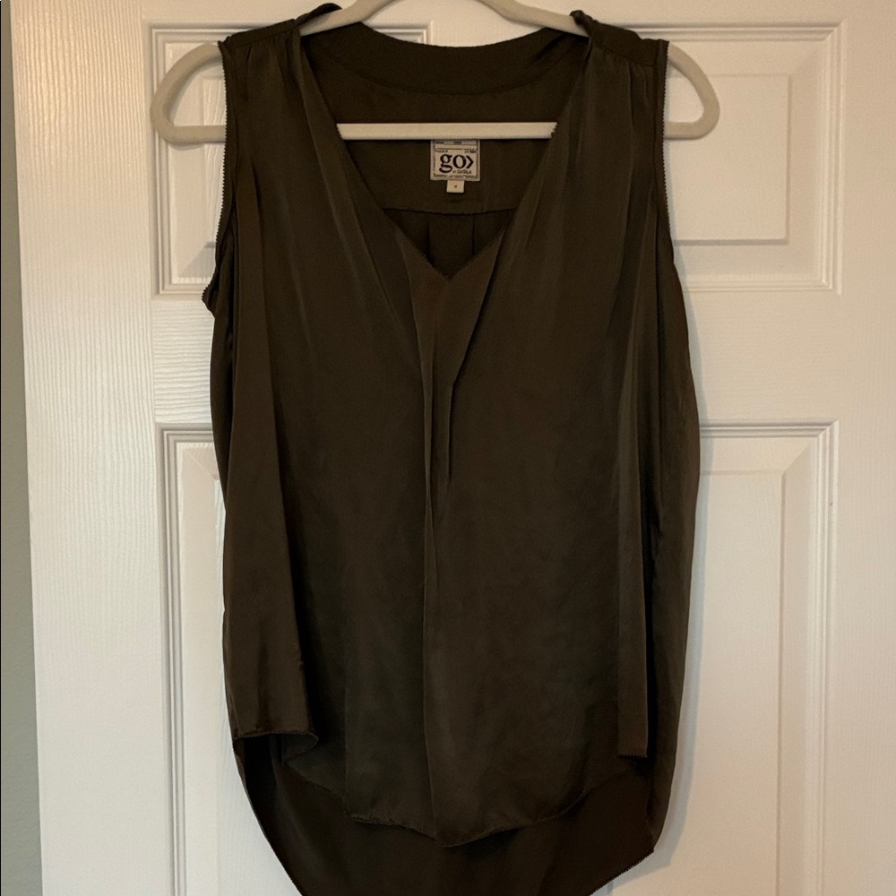 GO BY GO SILK Sleeveless Olive Tank Top